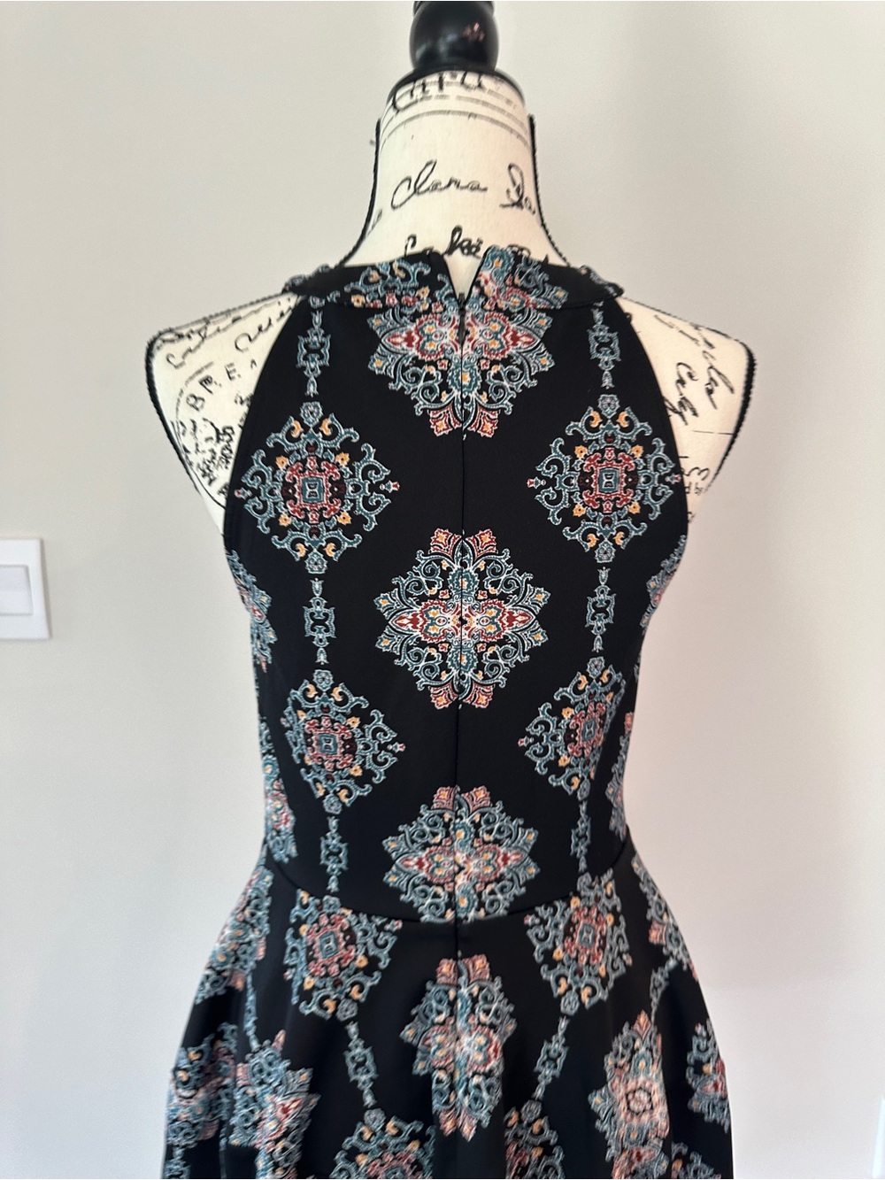Mossimo Black mandala Printed Halter Skater Dress size M A-line gorgeous - Picture 5 of 11